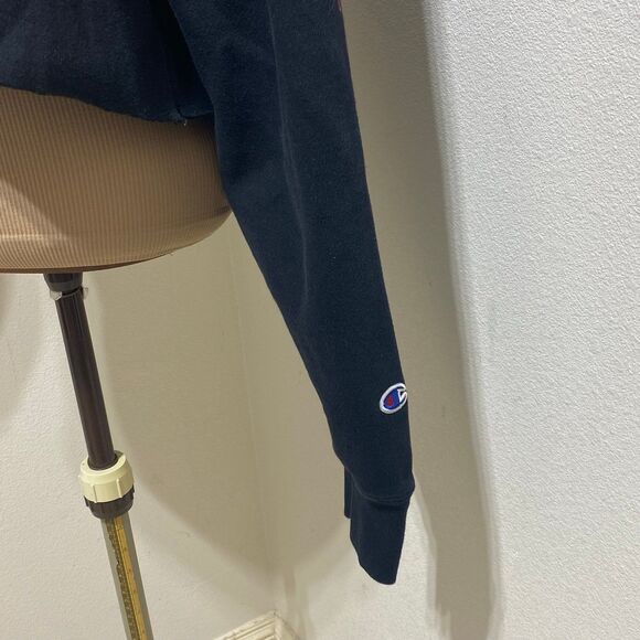 Champion Black Reverse Weave Sleeve Script Cropped Hoodie Women's Size XXL - Picture 3 of 9